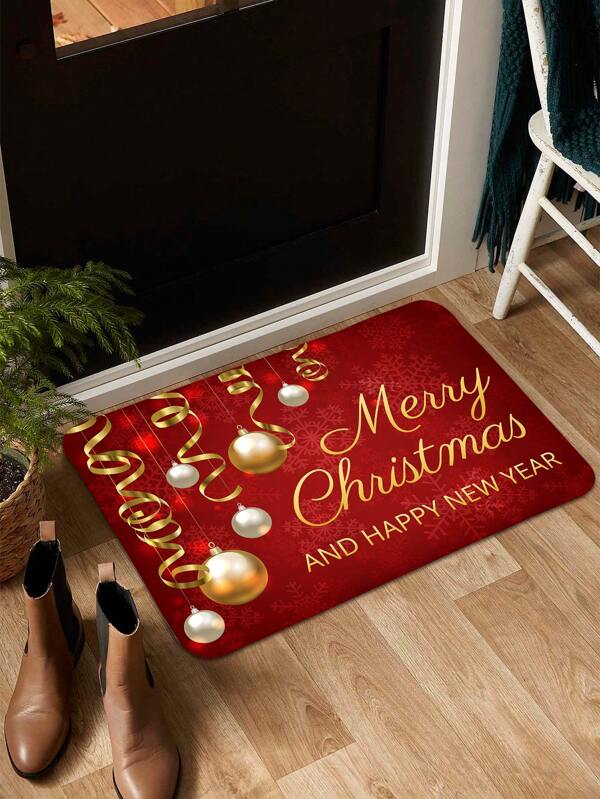 Christmas Style Printed Doormat, Festive Decoration For Entrance