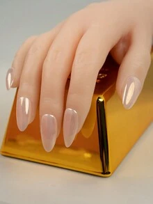 Conjunto De Arte De Uñas Rosa Plateado Largo Puntiagudo Brillante Dorado Rosa De 30 Piezas, Adecuado Para Cena, Fiesta, Trabajo, Uso Diario - Rosa Pálido - Ver 2