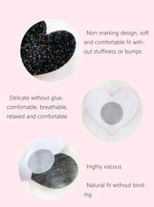 2pcs/set Disposable Women's Heart-shaped Nipple Cover, No Trace, Anti-exposure, Sexy Breast Sticker - Black - View 5