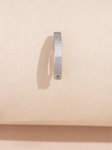 1pc Minimalist Stainless Steel Belly Button Ring, Texture Body Jewelry