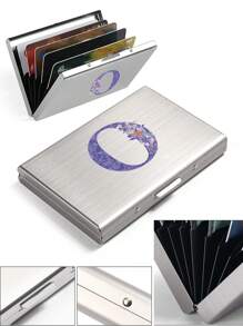 Kim loại Thẻ Hộp Nam Id Thẻ tín dụng Giá đỡ Gầy Túi tiền Gầy Loại vỏ NỮ Nam Thẻ ngân hàng hoặc thẻ ghi nợ Làm Việc  Có thể mang đi Đa chức năng Bìa thẻ Ban đầu Tên A Đến Z Tím Lá thư Đồ họa hoa In Món quà Cho bạn trai Đối với Hằng ngày Cho nam giới Đối với Thẻ tín dụng Đối với Học sinh - Bạc - Xem 3