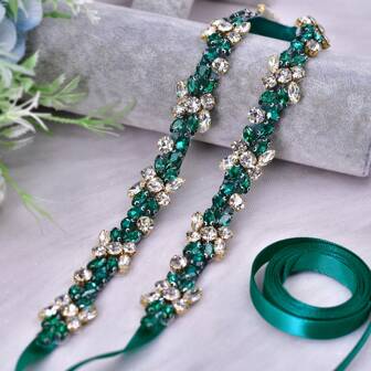 Emerald Diamond Wedding Party Belt, Fashionable Wedding Belt, Suitable For Halloween, Christmas