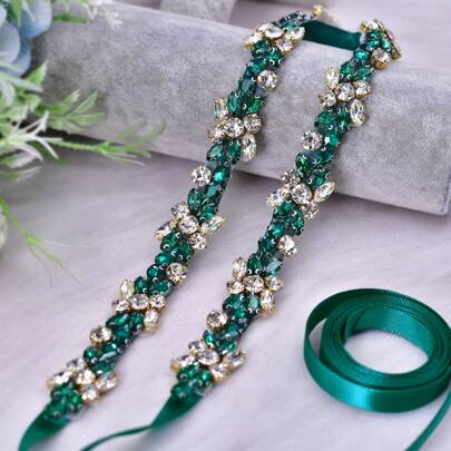 Emerald Diamond Wedding Party Belt, Fashionable Wedding Belt, Suitable For Halloween, Christmas