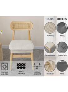 1pc Jacquard Backless Chair Cover, Modern Polyester Square Dirt-Resistant Soft Seat Cushion Cover (Cushion Not Included)