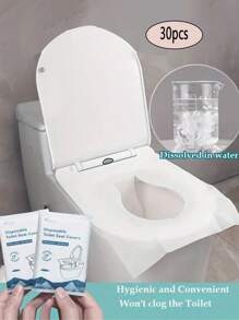 10入/30入/50入一次性馬桶墊，馬桶座墊可水溶、可攜式，商務旅行、露營、旅館入住必備配件 - 白色 - 查看 1