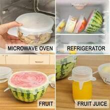 6 Pieces Set Of Silicone Fresh-Keeping Lids, Circular Multifunctional Bowl Lids, Refrigerator Sealing Film Lids, Washable Essential For Home Kitchens