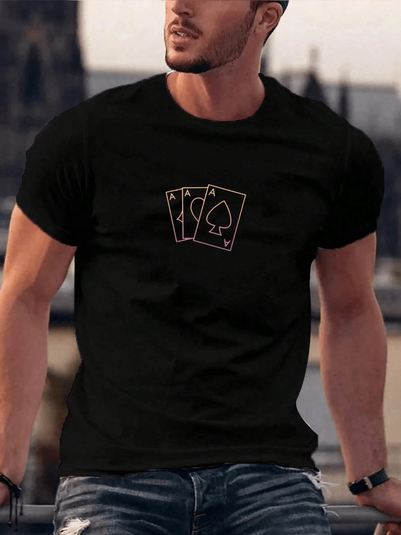 Men T-Shirts - 黑色 - 查看 1