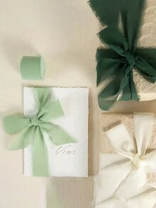 3 Rolls/set Chiffon Frayed Edge Ribbon, 6.5m/roll For Wedding Bouquet, Ribbon, Invitation Decoration - Multicolor - View 2