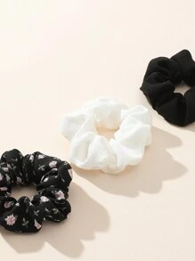 3件套原创花卉图案灯芯绒发圈，女士情人节礼物，情人节发绳，马尾辫发圈，发饰，弹性发带，美发家居饰品 - 彩色 - 查看 3