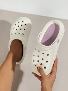 女士夏季透气防滑闭趾木屐，室内外皆宜 - 白色 - 查看 1