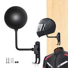 CHCYCLE Helmet Wall Mount,Motorcycle Helmet Rack Holder for Bike 180 Degree Rotation with 2 Hooks  Helmet Accessories Hanger for Baseballs Coats, Caps, and Rugby Helmet - Black - View 1