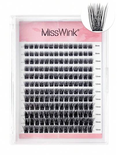 Miss Wink Eyelash Extension Mixed Set, 8-16mm Mixed Length 0.07mm C/D Curl, 168pcs Waterproof Mink Lashes, Densely Curled Lashes For DIY Eyelash Extension, Suitable For Daily Makeup Or Outings