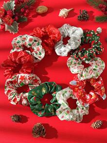 10入組女性簡單百搭的聖誕髮圈套裝,耐用的蝴蝶結髮圈組合適合高檔派對裝飾 - 彩色 - 查看 3