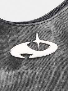 1pc Metallic Decor Punk Style Pu Crossbody Bag For Women With Zipper, Fashionable Adjustable Shoulder Strap, Shoulder Bag Suitable For Travel Use , Goth - Black - View 5