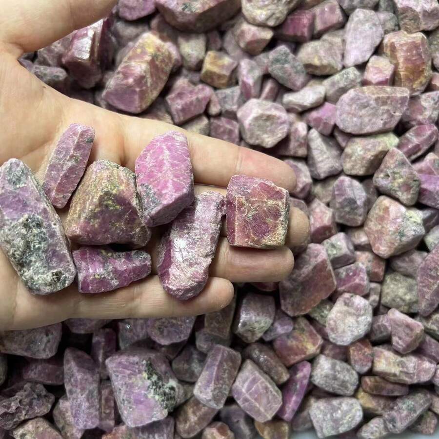 天然紅寶石石頭原始晶體石英礦石原礦裸石紅剛玉寶石裝飾用 - 彩色 - 查看 1