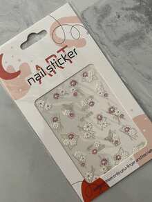 Co-008 1pc Purple & Silver 5d Flower Nail Art Sticker - Multicolor - View 2