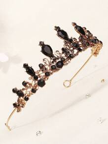 1個女士巴洛克風格皇冠,適用於哥特式婚禮,萬聖節派對和暗黑裝扮裝飾 - 黑色 - 查看 3