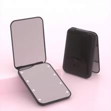 Portable Foldable Led Makeup Mirror With Light, Double-sided Triple Magnification - Black - View 1
