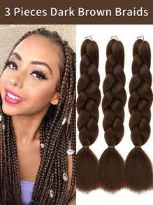 Pack Of 3 Large Black Braiding Hair 24Inch Suitable For Women Daily Holidays And Cosplay Braided Wear Fashion Halloween And Christmas New Year Carnival Music Festival Synthetic Hair Crochet Hair Extensions Useful And Deft High Temperature Hair