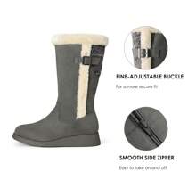 Womens Winter Snow Boots Mid-Calf Fashion Furry Warm Tall Boots - 灰色 - 查看 5