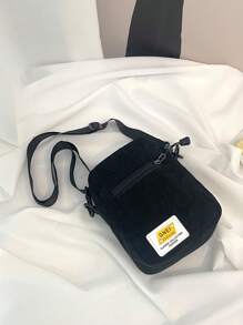 字母圖案便攜斜挎包適合女士 - 黑色 - 查看 8