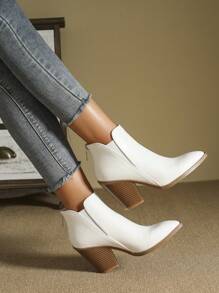 Thanh lịch Của phụ nữ Nêm Giày ống Ankle , Thời trang Pointed Toe Dày Gót chân Giày bốt ngắn , Dây kéo Thoải mái Hằng ngày Văn phòng Đối với phụ nữ - trắng - Xem 3