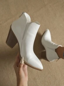 Thanh lịch Của phụ nữ Nêm Giày ống Ankle , Thời trang Pointed Toe Dày Gót chân Giày bốt ngắn , Dây kéo Thoải mái Hằng ngày Văn phòng Đối với phụ nữ - trắng - Xem 2