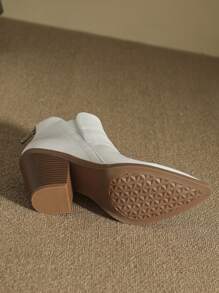 Thanh lịch Của phụ nữ Nêm Giày ống Ankle , Thời trang Pointed Toe Dày Gót chân Giày bốt ngắn , Dây kéo Thoải mái Hằng ngày Văn phòng Đối với phụ nữ - trắng - Xem 4