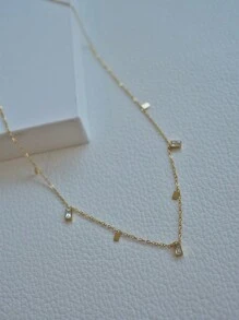Nooxian 1 chiếc vòng cổ bằng thép titan, phong cách phổ biến của Châu Âu và Mỹ, sang trọng, thiết kế tối giản, dây chuyền xương đòn, dây chuyền áo len, phụ kiện thời trang mới (Số lượng mặt dây chuyền ngẫu nhiên) - Vàng - Xem 4