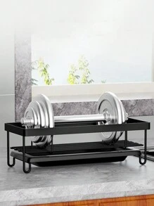 廚房水槽海綿布籃,帶洗碗液瓶,檯面收納盒 - 黑色 - 查看 4