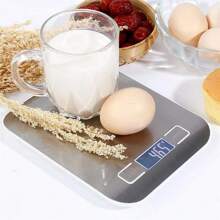 1pc Stainless Steel Electronic Scale, Daily Silver Portable Digital Scale For Kitchen - Silver - View 1