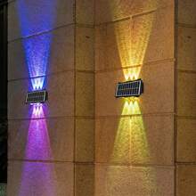 Solar Led Wall Light, Outdoor Waterproof Patio Landscape Villa Led Wall Light, No Punch Wiring Solar Wall Light, Outdoor Balcony Garden Porch Waterproof Wall Light, Up And Down Luminous - Black - View 1