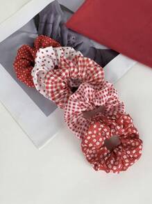 5pcs/pack Red Elastic Hair Bands - Red - View 6