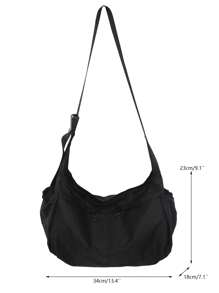 時尚男士休閒防水尼龍實色斜挎包,適合日常生活、戶外活動、健身、街頭和校園生活,肩背袋斜背袋側背包適用於旅行,通勤,出差等必備時尚輕便背包,大學,學院學生理想選擇,霍博袋,方形袋,黑色袋,極簡主義帆布背包,學校必備的背包 - 黑色 - 查看 4