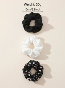 3件套原创花卉图案灯芯绒发圈，女士情人节礼物，情人节发绳，马尾辫发圈，发饰，弹性发带，美发家居饰品 - 彩色 - 查看 2
