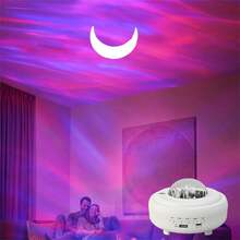 Led Colorful Speaker Moon Water Ripple Starry Sky Light, Projector Light, Usb Powered, With Memory Card Slot, Usb Plugged Bedside Ambience Lamp, Living Room, Bedroom, Bar Decor Lamp - White - View 2