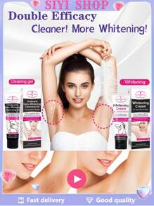 Limpieza de Axilas e Iluminador 50ml Set: Aclarador de Axilas de Alta Eficacia, Crema Blanqueadora y Aclarante Dual, Whitening Cream, Crema Para la Piel, Radiante y Saludable, Fórmula Única y Natural – 100ml Total - Rosa - Ver 1