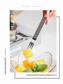 6pcs/Set Stainless Steel Dessert Forks With Holder, Creative Fruit Fork Cutlery Set