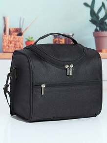 1入組手持式黑色保溫午餐袋聚酰胺戶外餐袋 - 黑色 - 查看 1