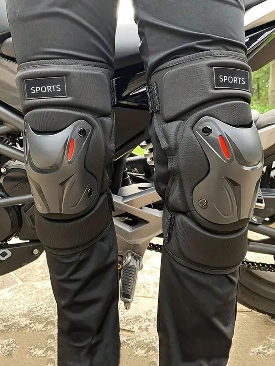 2入組機車膝蓋保護墊 機車腿保護器 透氣防護,全季適用 - 黑色 - 查看 1