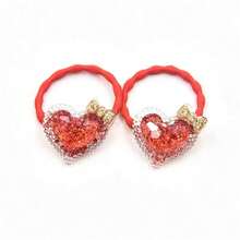 10入組/包彈性紅色的心形頭繩適用於兒童,無損