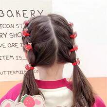 10入組/包彈性紅色的心形頭繩適用於兒童,無損