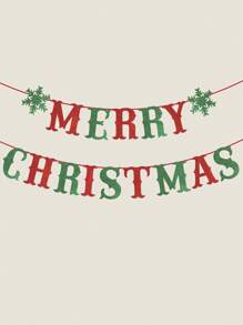 1 件红色、绿色和金色金属丝圣诞彩旗横幅，适用于房间和客厅装饰，圣诞节 - 彩色 - 查看 2
