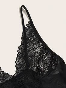 大碼黑色蕾絲吊帶洋裝 - 黑色 - 查看 3