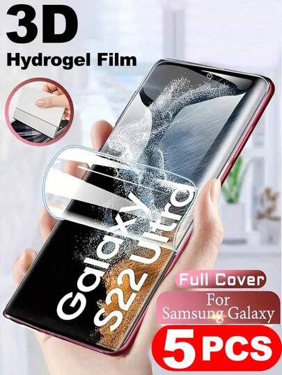 5 Pcs Full Coverage Hydrogel Film Soft Screen Protector Compatible With Samsung Full Coverage Easy Install High-Definition Clear, Bubble-Free,Scratch And Shatter Resistant Hydro Gel Film Soft Screen Protective Film (Not Tempered Glass) Gift For Birthday/Easter/Presidents Day/Christmas//Family/Friends/Boy/Girlfriend Gift For Birthday, Family, Friends Phone Screen Protector, Phone Accessories Waterproof Shockproof Anti-Fall Anti-Fall Scratch Resistant Anti-Fingerprint