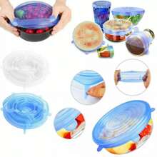 6 Pieces Set Of Silicone Fresh-Keeping Lids, Circular Multifunctional Bowl Lids, Refrigerator Sealing Film Lids, Washable Essential For Home Kitchens