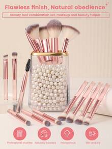 15件套化妆刷套装，优质合成毛，眼影晕染刷套装，面部及眼部化妆工具，化妆刷套装，化妆刷组合，化妆刷套装，全套化妆工具，化妆刷套装，全套化妆工具，化妆刷套装，化妆刷套装，化妆礼盒套装 - 彩色 - 查看 2