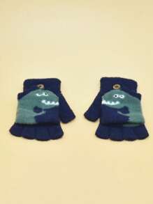 1對卡通恐龍設計溫暖舒適兒童手套 - 藏蓝色 - 查看 1