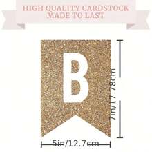 1pc Gold Glitter Paper Happy Birthday Banner, For Birthday Party Decoration And Background - Gold - View 3