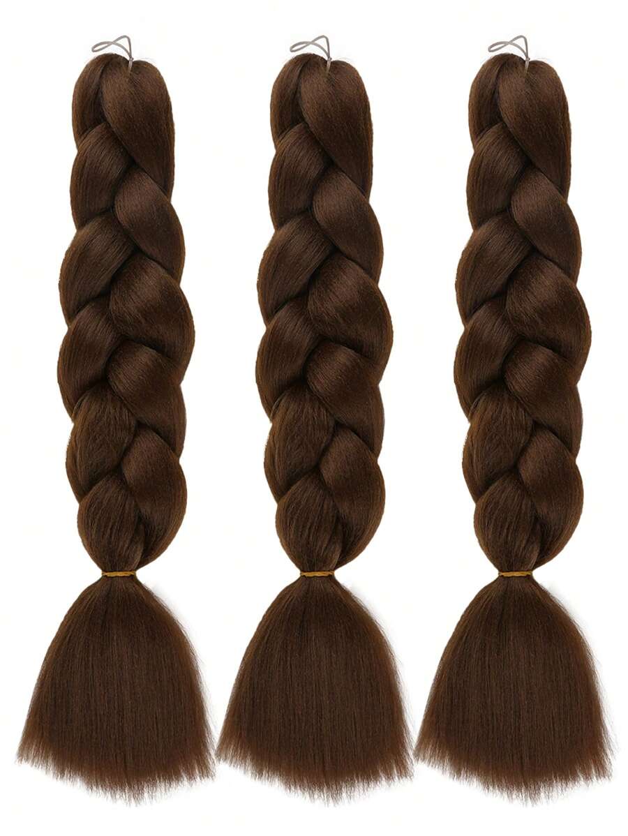 Pack Of 3 Large Black Braiding Hair 24Inch Suitable For Women Daily Holidays And Cosplay Braided Wear Fashion Halloween And Christmas New Year Carnival Music Festival Synthetic Hair Crochet Hair Extensions Useful And Deft High Temperature Hair
